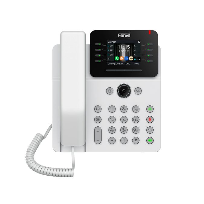 IP-телефон, Fanvil, V62G (W), 12 линии SIP, 2xGE PoE, белый, цветной экран 320x240, конференц-связь на 6 участников, до 21 DSS клавиши, блок питания в комплекте