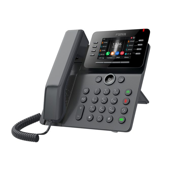 IP-телефон, Fanvil, V64, 12 линии SIP, 2xGE PoE, bluetooth, WIFI, USB, цветной экран 480x320, конференц-связь на 6 участников, до 21 DSS клавиши, блок питания в комплекте