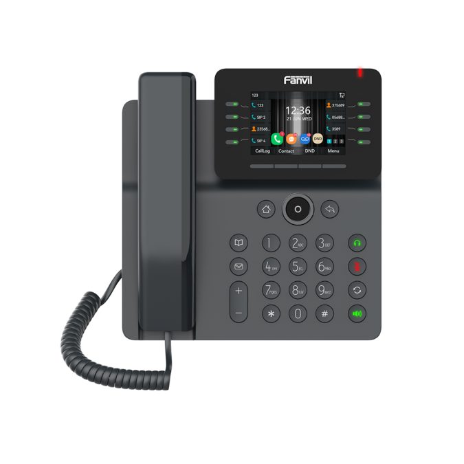 IP-телефон, Fanvil, V64, 12 линии SIP, 2xGE PoE, bluetooth, WIFI, USB, цветной экран 480x320, конференц-связь на 6 участников, до 21 DSS клавиши, блок питания в комплекте