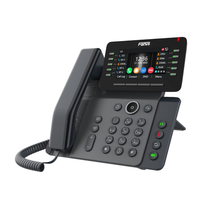 IP-телефон, Fanvil, V65, 20 линии SIP, 2xGE PoE, bluetooth, WIFI, USB, цветной экран 480x272, конференц-связь на 6 участников, до 45 DSS клавиши, блок питания в комплекте