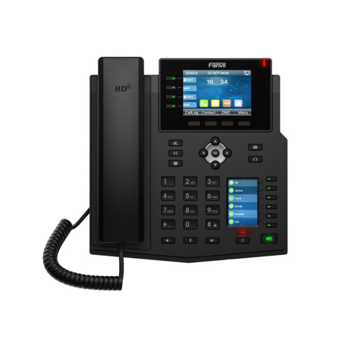 IP-телефон, Fanvil X5U (B), бизнес-телефон, 16 SIP-линий, 2 цветных дисплея 3,5"+2,4", до 30 DSS-клавиш, 2x Gigabit Ethernet, PoE, Bluetooth 4.2, Wi-Fi через USB, Opus, 6-сторонняя конференция