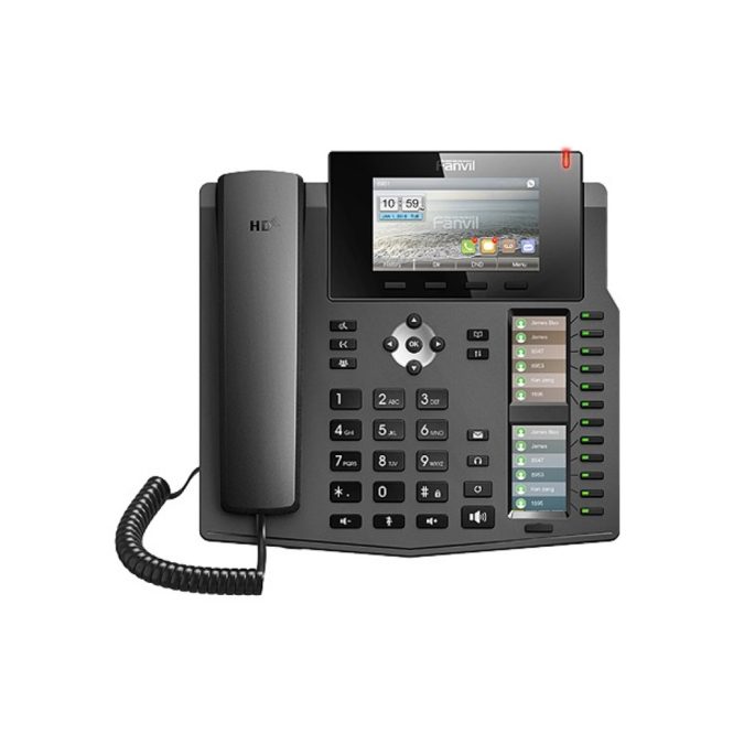 IP-телефон, Fanvil, X6U, бизнес-телефон, 20 SIP-линий, 3 цветных экрана, 4,3"+2x2,4", 12 DSS-клавиш, 2x Gigabit Ethernet, PoE, Bluetooth, Opus, 6-сторонняя конференция