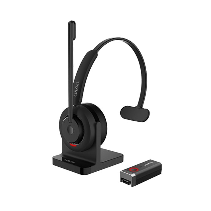 Гарнитура, Linkvil, DH301D, беспроводная DECT гарнитура, моно, шумоподавление AI ENC, индикатор занятости Busylight, зарядная база