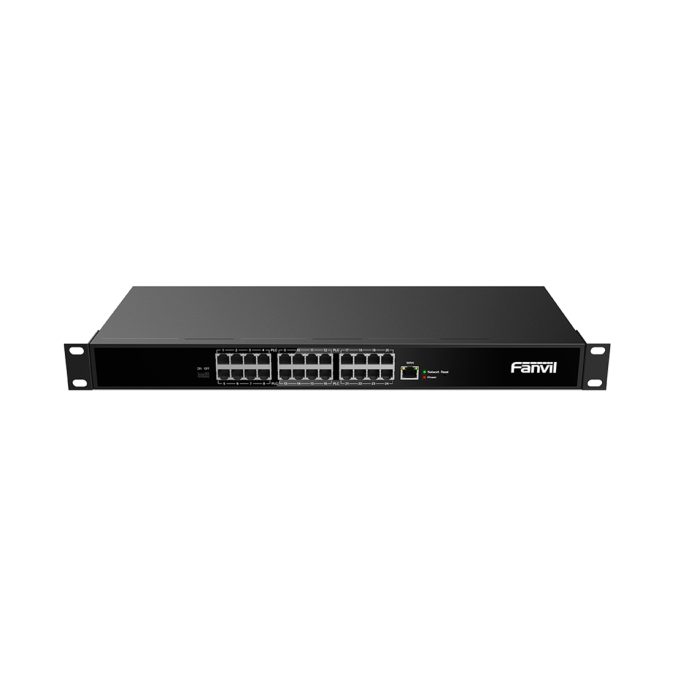 VoIP шлюз, Fanvil, PN24, коммутатор 2-Wire, 24 х RJ11 + питание, 2-жильный провод ("лапша") для специальных телефонов Fanvil, 1 x RJ45 Uplink, блок питания в комплекте