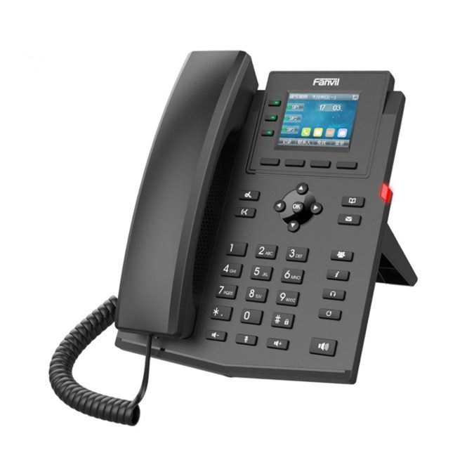 IP-телефон, Fanvil, X303-2 Wire, 2-Wire VoIP, 4 SIP-линии, цветной экран 2,4", RJ11, питание и сеть по 2 проводам, 6-сторонняя конференция, HD Voice, G.722, Opus