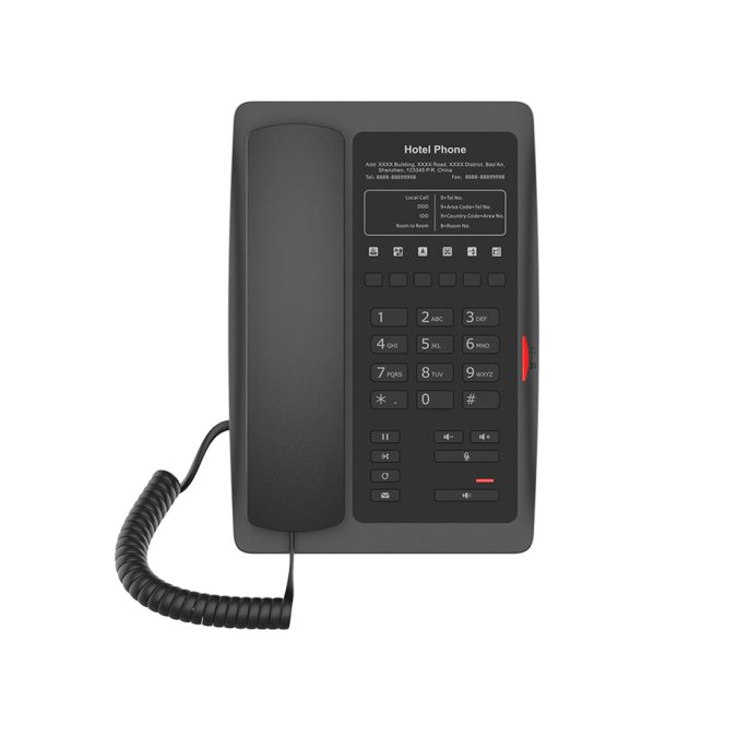 IP-телефон, Fanvil, H3 (B), отельный, 2 SIP-линии, чёрный, гостиничный, 1xUSB, 2xFE, PoE, без дисплея, 6 DSS-клавиш, блок питания в комплекте