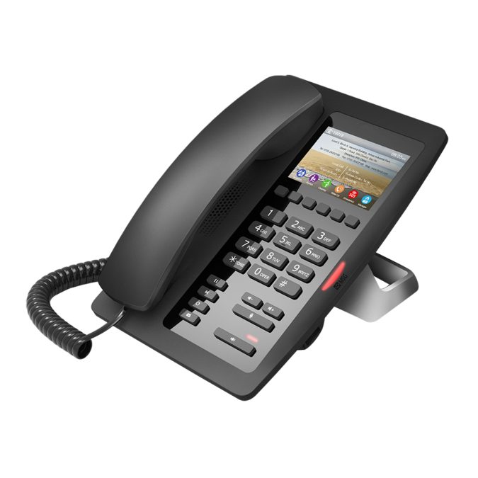 IP-телефон, Fanvil, H5 (B), IP-телефон, отельный, 2 SIP-линии, чёрный, 1xUSB, 2xFE, PoE, цветной дисплей 480*320, 6 DSS-клавиш, блок питания в комплекте