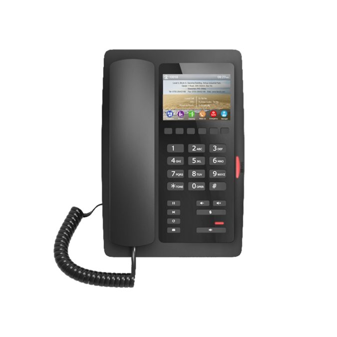 IP-телефон, Fanvil, H5 (B), IP-телефон, отельный, 2 SIP-линии, чёрный, 1xUSB, 2xFE, PoE, цветной дисплей 480*320, 6 DSS-клавиш, блок питания в комплекте