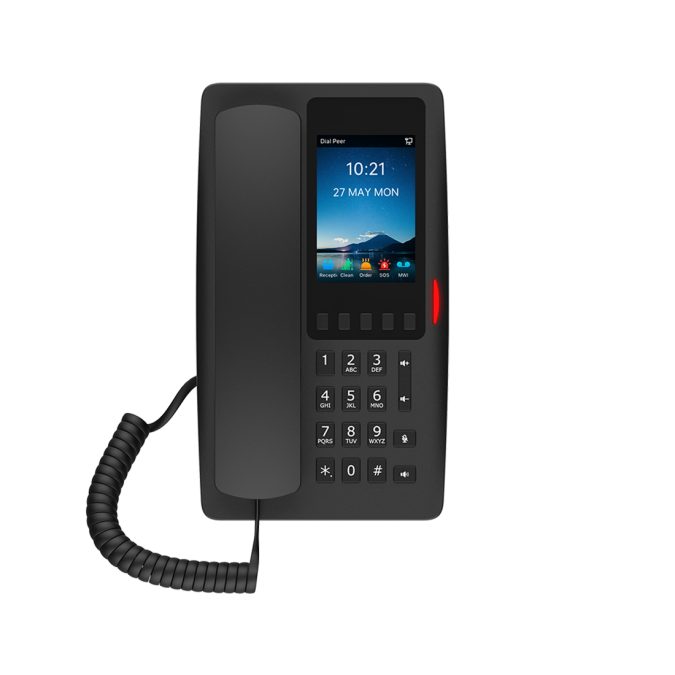 IP-телефон, Fanvil, H6W (B), IP-телефон, отельный, 2 SIP-линии, чёрный, 1xUSB, 1xRJ45, PoE, WIFI, цветной дисплей 480*320, 5 DSS-клавиш, блок питания в комплекте