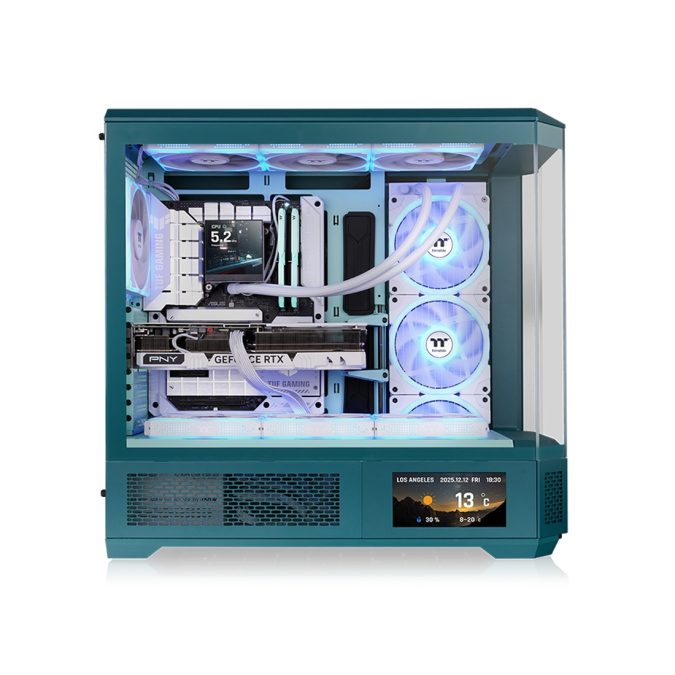 Компьютерный корпус, Thermaltake, View 600 TG Transformative Teal, CA-11H-00FNWN-00, E-ATX / ATX, 3*3.5"/3*2.5", Высота кулера до 175 мм, Длина VGA до 480 мм, 560  249  584 мм, Без Б/П, Бирюзовый