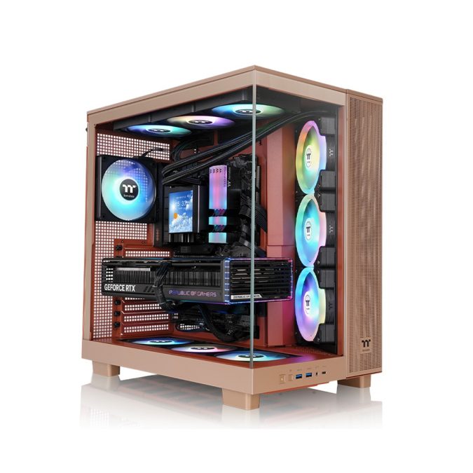Компьютерный корпус, Thermaltake, View 380 XL TG ARGB Gravel Sand, CA-11E-00MGWN-00, E-ATX / ATX / Micro-ATX / Mini-ITX, 1*3.5"/3*2.5", Высота кулера до 160 мм, Длина VGA до 450 мм, 471 x 288 x 469 мм, Без Б/П, Бежевый
