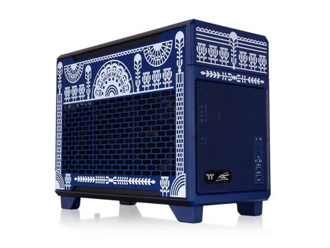 Компьютерный корпус, Thermaltake, TR100 Koralie Edition, CA-11A-00SPNN-AR, m-ITX, 2*2.5", Высота кулера до 68 мм, Длина VGA до 360 мм, 294 x 179 x 391 мм, Без Б/П, Синий