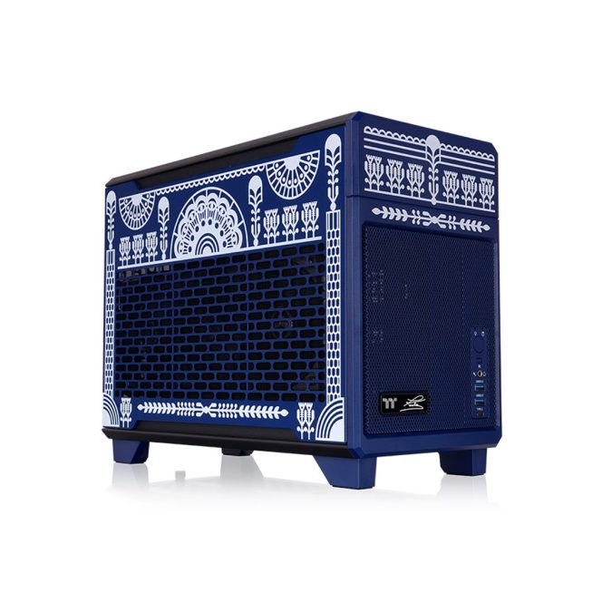 Компьютерный корпус, Thermaltake, TR100 Koralie Edition, CA-11A-00SPNN-AR, m-ITX, 2*2.5", Высота кулера до 68 мм, Длина VGA до 360 мм, 294 x 179 x 391 мм, Без Б/П, Синий