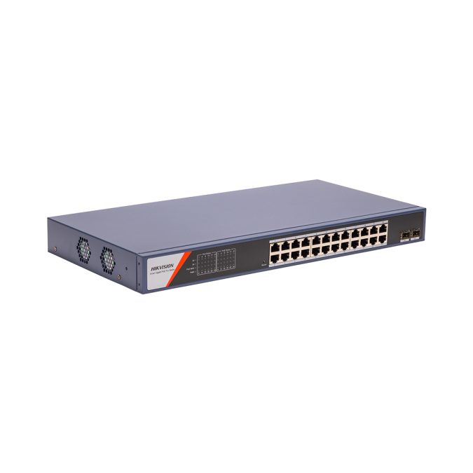 Коммутатор, Hikvision, DS-3E1526P-SI-24P2F, 24 гигабитных порта Smart PoE, 2 SFP-порта