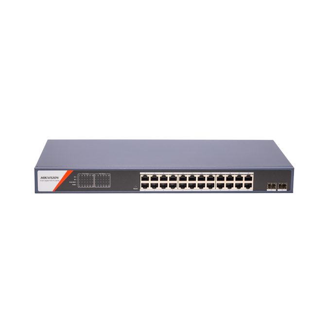 Коммутатор, Hikvision, DS-3E1526P-SI-24P2F, 24 гигабитных порта Smart PoE, 2 SFP-порта