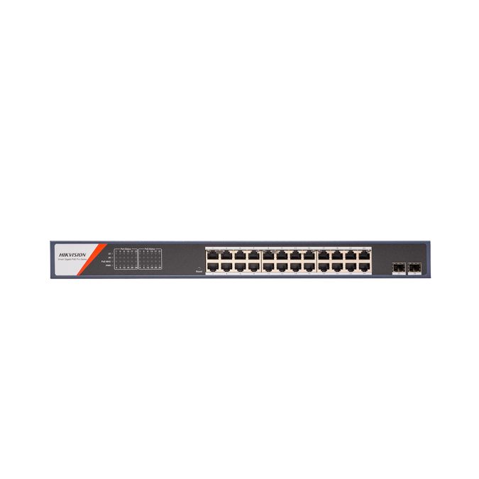 Коммутатор, Hikvision, DS-3E1526P-SI-24P2F, 24 гигабитных порта Smart PoE, 2 SFP-порта