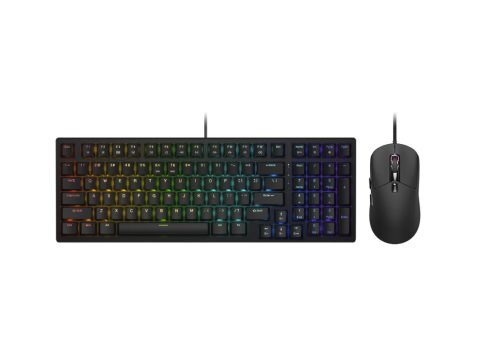 Игровой комплект клавиатура + мышь, Cougar, Combat S, Игровая, Гибридная, USB, Подсветка RGB, Оптическая мышь, 6200 DPI, Англ/Рус, Длина кабеля 1,8 метра, Чёрный
