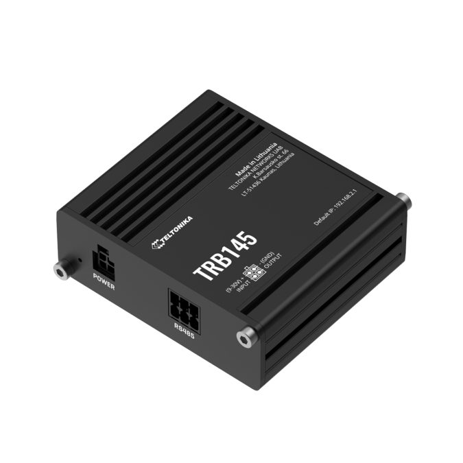 Сетевой шлюз, Teltonika, TRB145, LTE Cat1 10/5Мбит/с, RS485, Modbus/DNP3, 1RS485, MicroSIM, 9–30В, промышленное исполнение.