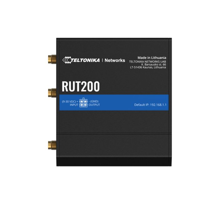 Роутер, Teltonika, RUT200, промышленный 4G LTE Cat 4, Wi-Fi 4, 2RJ-45 10/100M, WAN Failover, VPN и RMS, для IoT