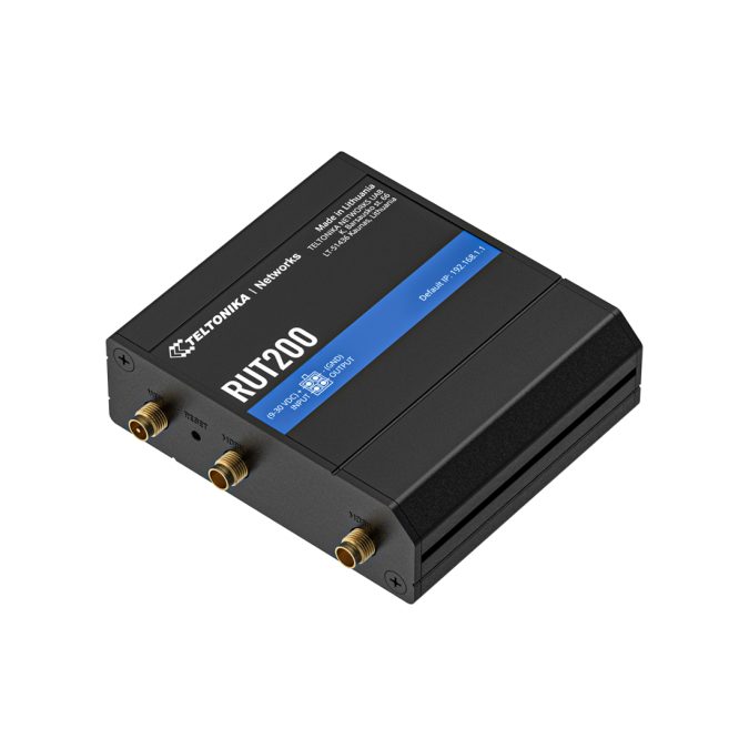 Роутер, Teltonika, RUT200, промышленный 4G LTE Cat 4, Wi-Fi 4, 2RJ-45 10/100M, WAN Failover, VPN и RMS, для IoT