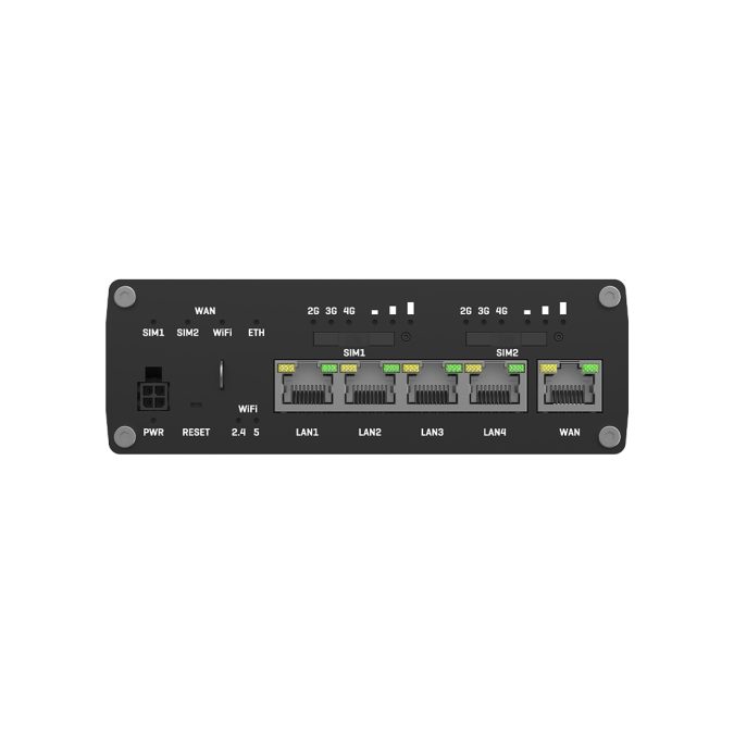 Роутер, Teltonika, RUTX12, Dual LTE Cat6 до 300/50Мбит/с (до 600Мбит/с суммарно), DualSIM, WiFi 802.11b/g/n/ac, BluetoothLE, 5 Gigabit Ethernet, GNSS, USB, 9–50В DC, промышленное исполнение
