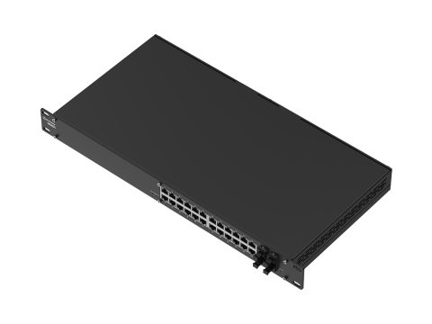Коммутатор, Teltonika, SWM281, управляемый, защищённый, L2+/L3, 24xGE RJ45, 4xSFP, 56 Гбит/с, 83,33 Mpps, VLAN, SNMP, STP/RSTP, динамическая маршрутизация, IP30, 1U, 0…+50 °C