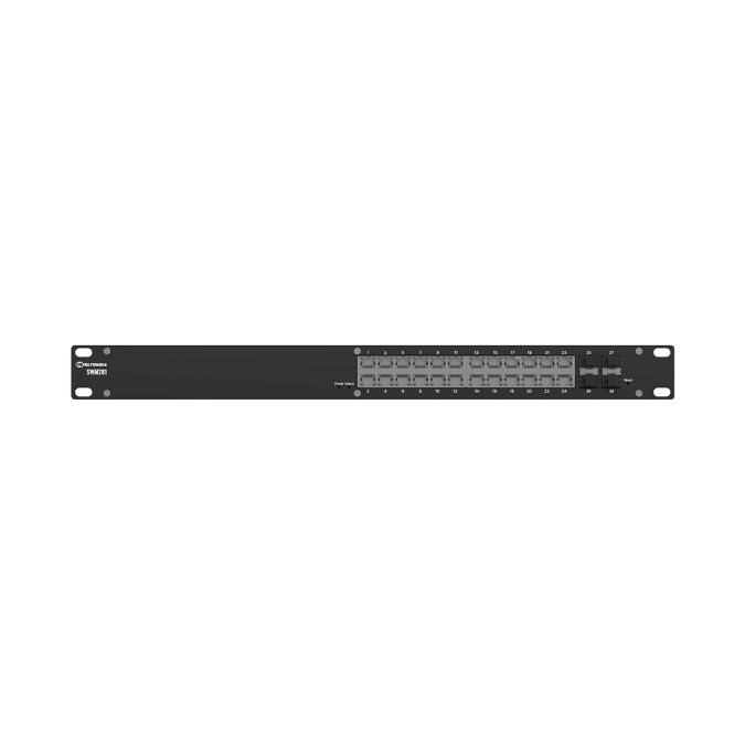 Коммутатор, Teltonika, SWM281, управляемый, защищённый, L2+/L3, 24xGE RJ45, 4xSFP, 56 Гбит/с, 83,33 Mpps, VLAN, SNMP, STP/RSTP, динамическая маршрутизация, IP30, 1U, 0…+50 °C