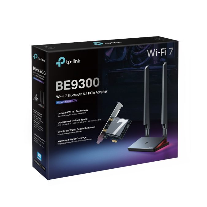 Сетевой адаптер, Tp-Link, Archer TBE550E, 802.11a/b/g/n/ac/ax/be, BE9300 , 2,4 ГГц/5 ГГц/6 ГГц..