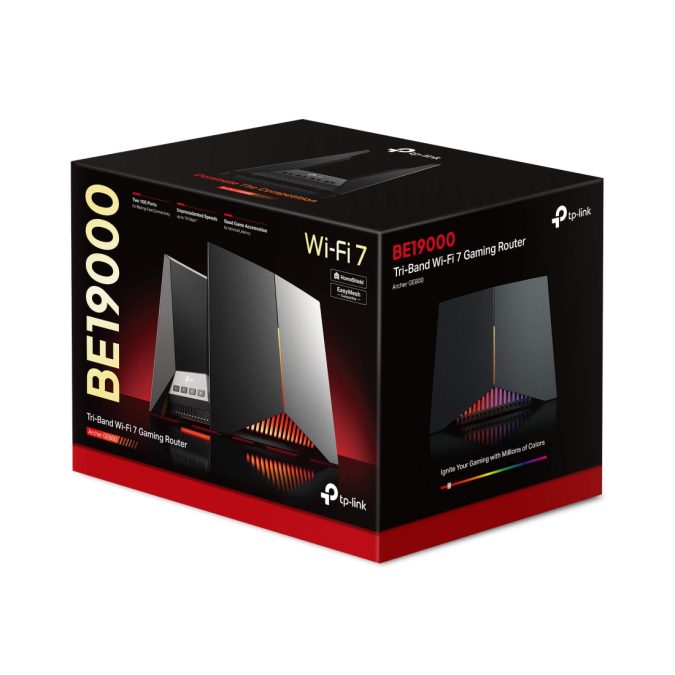 Маршрутизатор, Tp-Link, Archer GE800, 802.11a/b/g/n/ac/ax/be, BE19000, 2,4 ГГц/5 ГГц/6 ГГц, 1  порт WAN/LAN 10 Гбит/с,
1  комбинированный порт WAN/LAN SFP+/RJ45 10 Гбит/с,
4  порта LAN 2,5 Гбит/с, 1  порт USB 3.0.