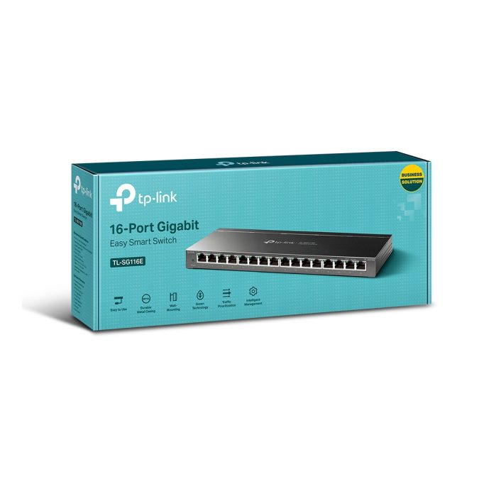коммутатор, Tp-Link, TL-SG116E, Управляемый L2, 16 портов RJ45 10/100/1000 Мбит/с.