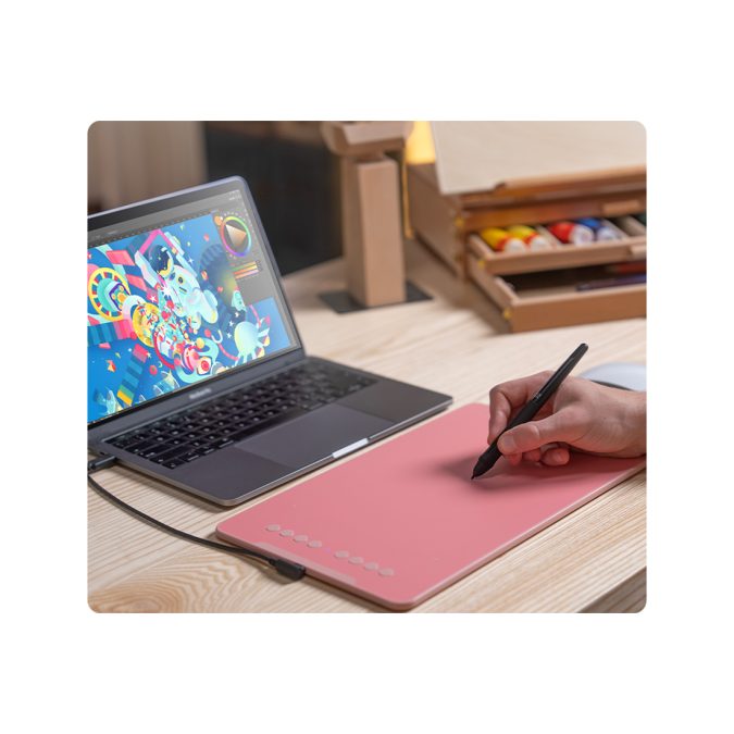 Графический планшет, XP-Pen, Deco 01 (V3) pink, Разрешение 5080 lpi, Чувствительность к нажатию 8192, Интерфейс USB, Рабочая область 10"х6,25", розовый