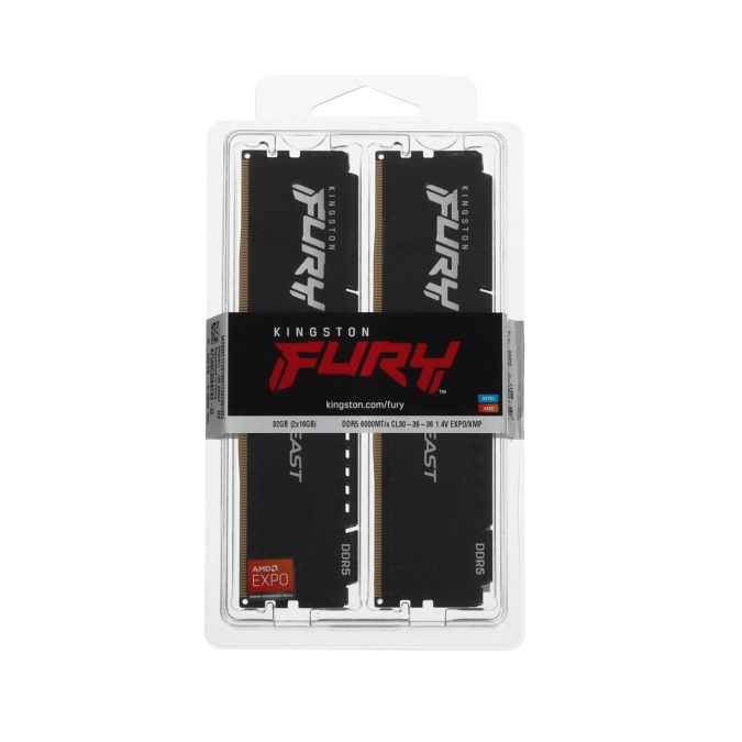 Комплект модулей памяти, Kingston, FURY Beast Black EXPO KF560C30BBEK2-32 (Kit 2x16GB), DDR5, 32GB, DIMM