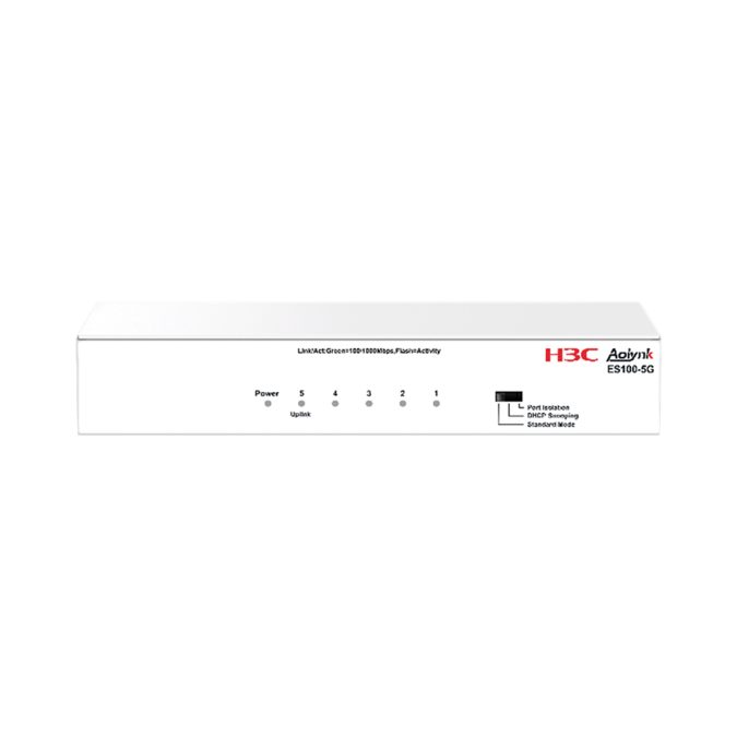 Коммутатор, H3C, Aolynk ES100-5G, Неуправляемый, 5 портов 10/100/1000Base RJ45, DIP переключатель режимов, Настольный
