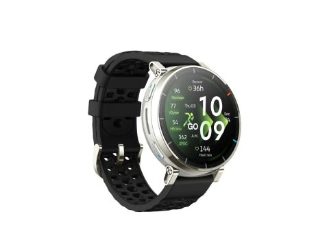 Смарт часы, Amazfit, 3 Premium A2559, Дисплей 1.32" AMOLED, Разрешение 466x466, Яркость до 2000 нит, Стекло закаленное с антибликовым покрытием, Водонепроницаемость (5 АТМ), Пятиспутниковое позиционирование, Батарея 270 мАч, Черный силиконовый ремешок, Серебристый