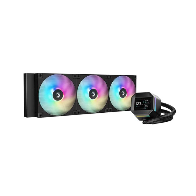 Кулер с водяным охлаждением, Deepcool, LM420, Intel 1851/1700/1200/115х и AMD AM5/AM4/, TDP 300W, 3*140мм FD14 ARGB, 400-1650 RPM±10%, 82,534 CFM, 25,2 dB(A), Чёрный