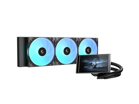 Кулер с водяным охлаждением, Deepcool, LT360 VISION ARGB R-LT360VISION-BKAMMC-G-1, Intel 1851/1700/1200/115х и AMD AM5/AM4/, TDP 300W, 3*120мм ARGB, 500-2500RPM±10%, 75.33CFM, 33.66 dB(A), Чёрный