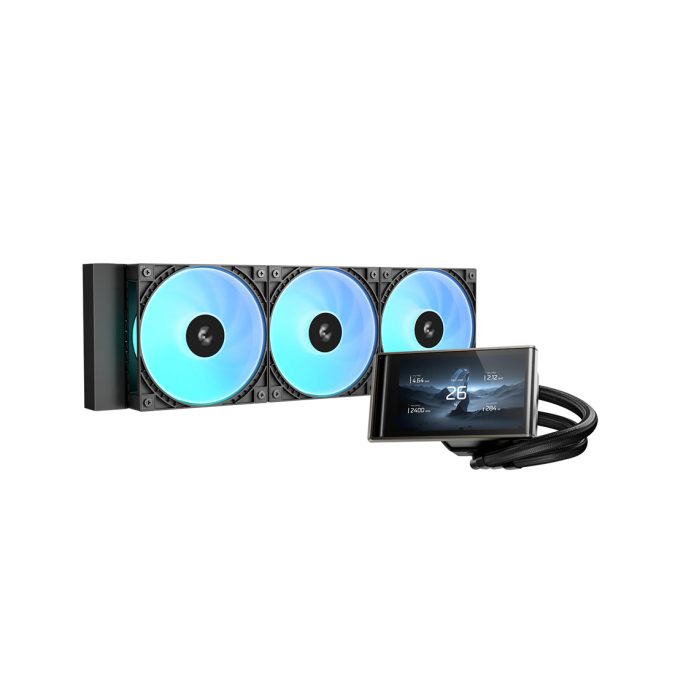 Кулер с водяным охлаждением, Deepcool, LT360 VISION ARGB R-LT360VISION-BKAMMC-G-1, Intel 1851/1700/1200/115х и AMD AM5/AM4/, TDP 300W, 3*120мм ARGB, 500-2500RPM±10%, 75.33CFM, 33.66 dB(A), Чёрный