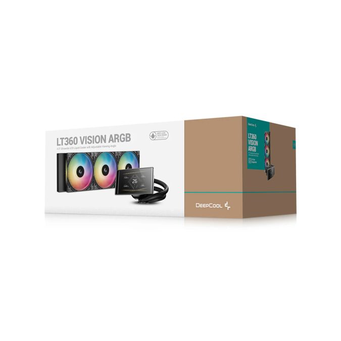 Кулер с водяным охлаждением, Deepcool, LT360 VISION ARGB R-LT360VISION-BKAMMC-G-1, Intel 1851/1700/1200/115х и AMD AM5/AM4/, TDP 300W, 3*120мм ARGB, 500-2500RPM±10%, 75.33CFM, 33.66 dB(A), Чёрный