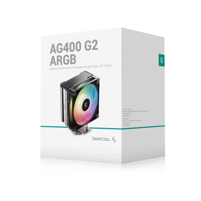 Кулер для процессора, Deepcool, AG400 G2 ARGB R-AG400-BKAMMG2-G, Intel1851/1700 и AMD AM5/AM4, 230W, 120мм, 500-2500±10%/об/м, 68.85 CFM, 30,93 dB(A), 4pin, 125х92х152мм, Чёрный
