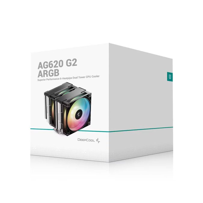 Кулер для процессора, Deepcool, AG620 G2 ARGB R-AG620-BKNPMG2-G, Intel 1851/1700 и AMD AM5/AM4, 270W, 2*120мм, 500-2200±10%/об/м, 62.16 CFM / 68.85 CFM, 28.10 dB(A) / 30.93 dB(A), 4pin PWM, 129х136х159мм, Черный