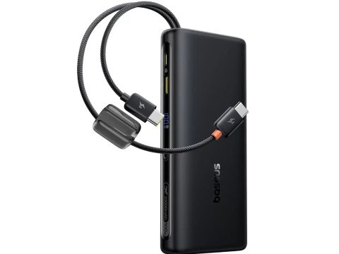 Портативный внешний аккумулятор, Baseus, EnerFill FC41 (E0028P00), Digital Display, With Dual Built-in USB-C Cables. 10000mAh, 67W, Чёрный