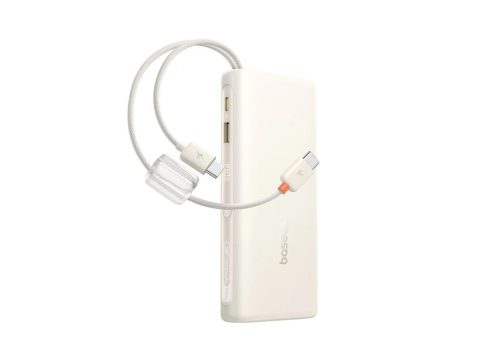 Портативный внешний аккумулятор, Baseus, EnerFill FC41 (E0028P01), Digital Display, With Dual Built-in USB-C Cables. 10000mAh, 67W, Белый