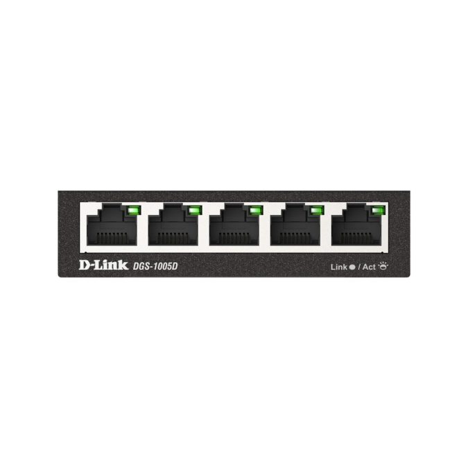Коммутатор, D-Link, DGS-1005D/R1A, Неуправляемый 5 портов 10/100/1000Base-T, Комплект для монтажа на стену, корпус металл