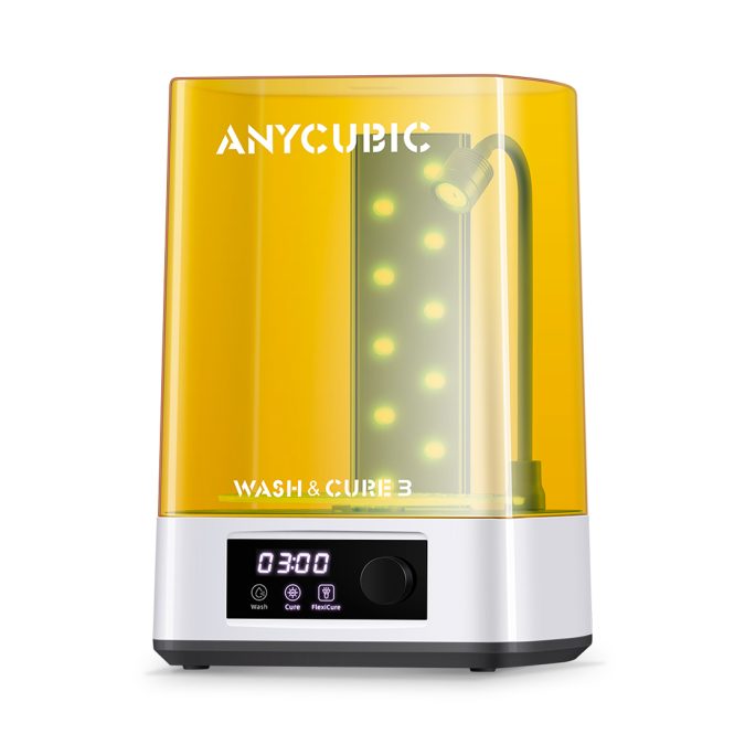 Полимеризационная камера, Anycubic, Wash & Cure 3 WS3B0WH-Y-O, 4 литра, Промывка до 165x100x180 мм, Полимеризация до 3.18 л, УФ-источник, Двухуровневая корзина, Таймер до 30 мин