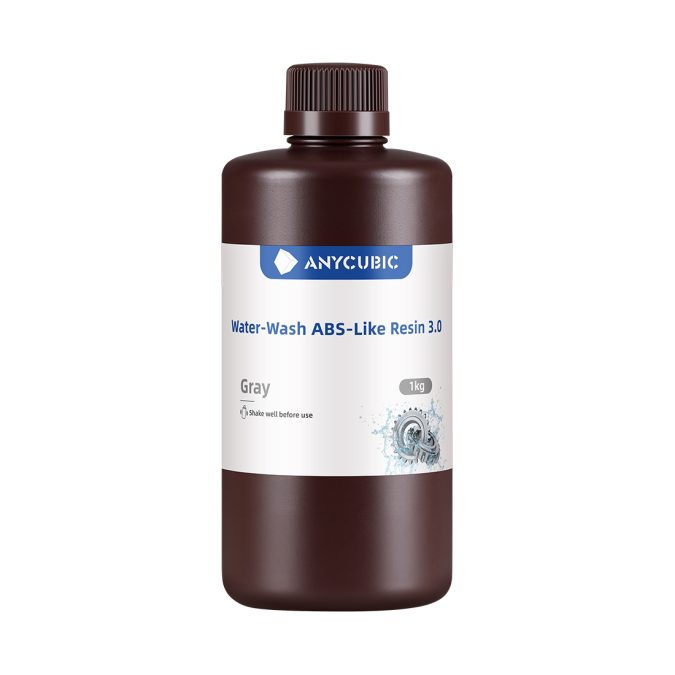 Фотополимерная смола для 3D-печати, Anycubic, Water-Wash ABS-Like Resin 3.0 SSXAB3GY-10, 1 литр, Gray (Серый)