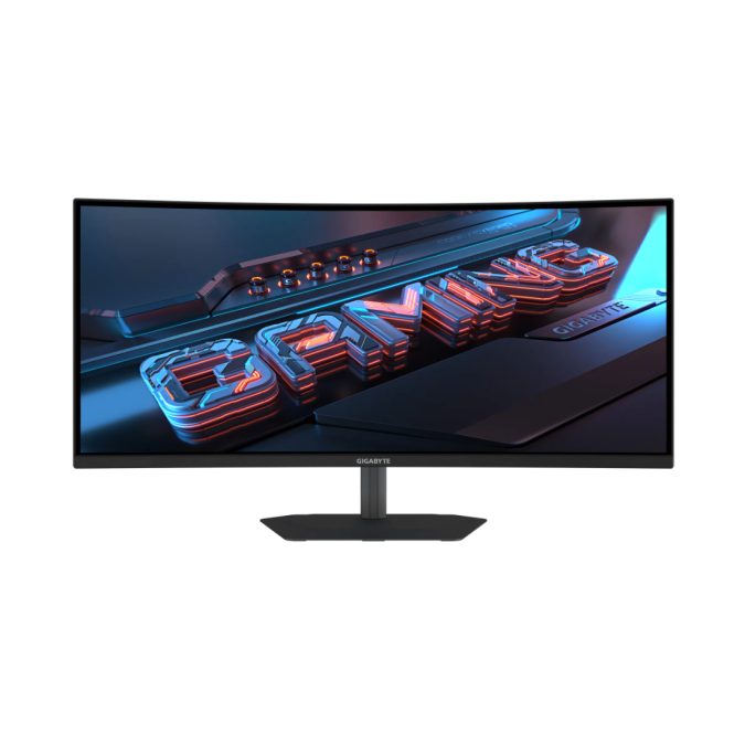 Монитор, Gigabyte, G34WQC2-EK, 34", Изогнутый, 3440x1440, VA, 200 Гц, 16:9, 450 кд/м2, 4000:1, 1 мс, 16.7 млн., 178/178, HDMI*2, DP*1, Аудиопорт*1, встроенный БП, VESA 100*100 мм, Регулировка наклона, кабель DP в комплекте, Чёрный