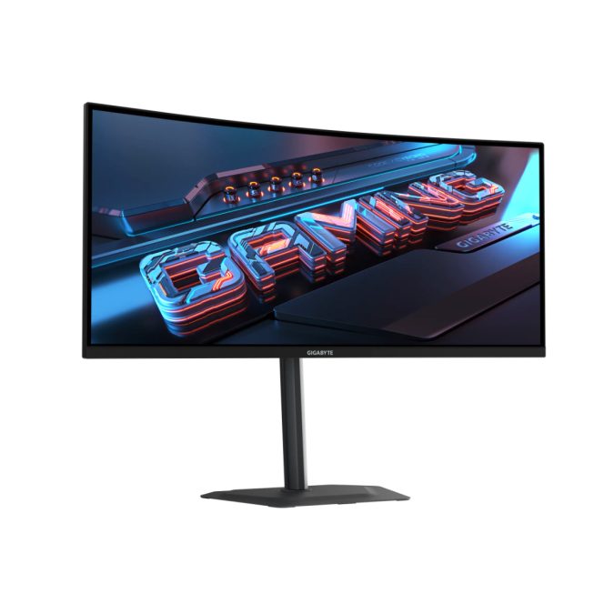 Монитор, Gigabyte, G34WQC2-EK, 34", Изогнутый, 3440x1440, VA, 200 Гц, 16:9, 450 кд/м2, 4000:1, 1 мс, 16.7 млн., 178/178, HDMI*2, DP*1, Аудиопорт*1, встроенный БП, VESA 100*100 мм, Регулировка наклона, кабель DP в комплекте, Чёрный