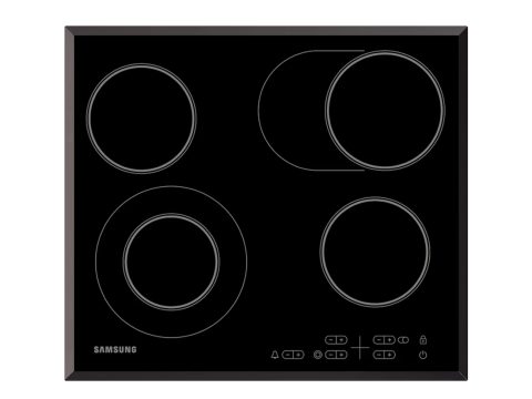 Электрическая варочная панель, Samsung, NZ64T3516QK/WT, Двойная конфорка, 57,5 см, Черный