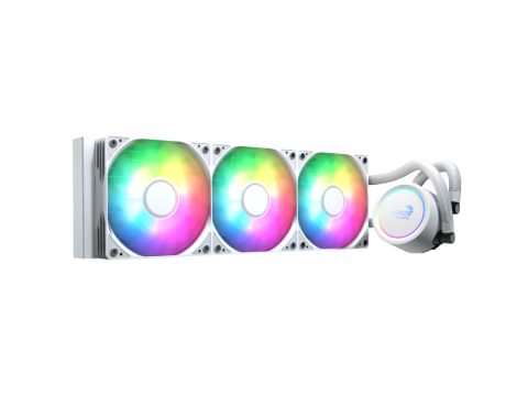 Кулер с водяным охлаждением, Aerocool, Abyss L360R WH, Intel 1851/1700/1200/115х и AMD AM5/AM4/, TDP 320W, 3*120мм ARGB, 600-3000RPM±10%, 81,5CFM, 38 dB(A), Белый