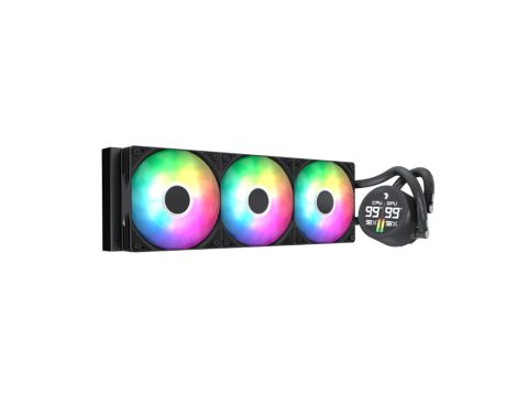 Кулер с водяным охлаждением, Aerocool, Abyss L360R Digi BK, Intel 1851/1700/1200/115х и AMD AM5/AM4/, TDP 320W, 3*120мм ARGB, 600-3000RPM±10%, 81,5CFM, 38 dB(A), Чёрный